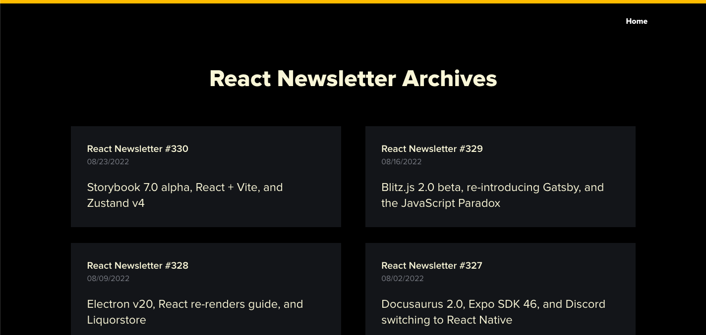 Recent React newsletters