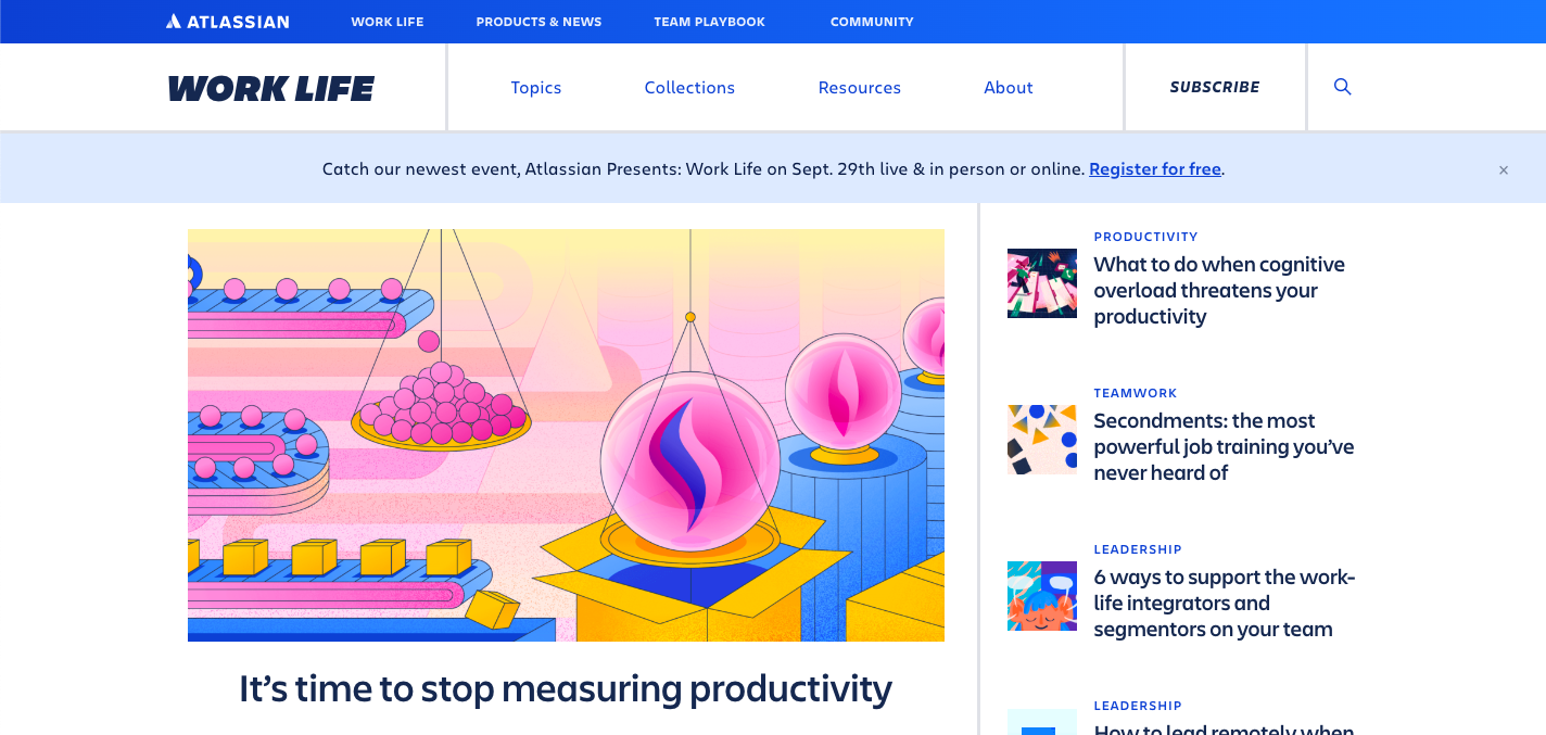 Homepage of Atlassian blog
