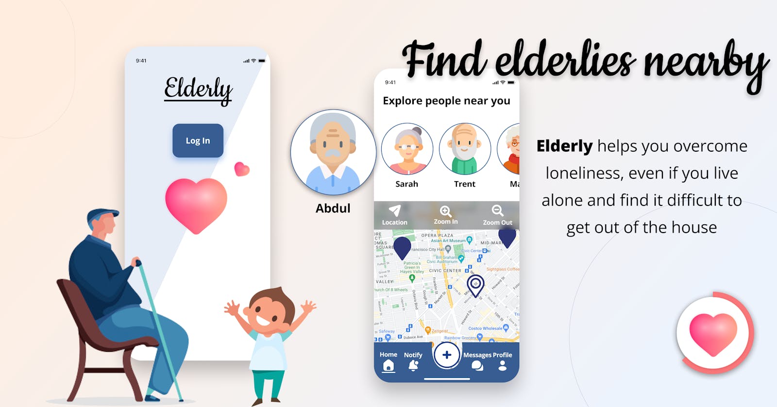 "Elderly", a meeting app for older people
