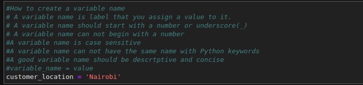 This defines variables in Python
