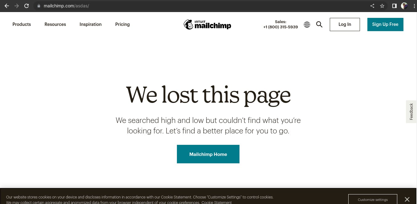 mail chimp 404 page