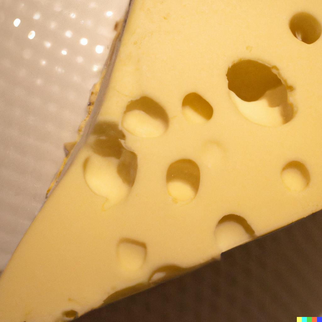 DALL·E 2022-08-31 12.37.51 - photo of swiss cheese with holes in the shape of a slice of cheesecake.png