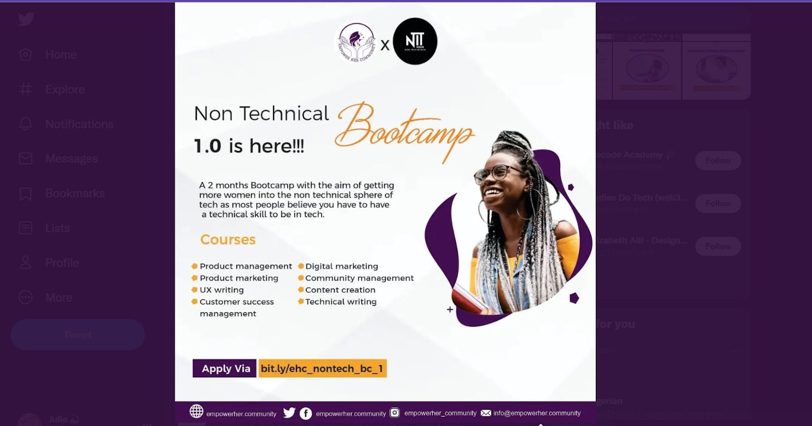 My Experience at Empower Her Community X Non-Tech In Tech  Bootcamp