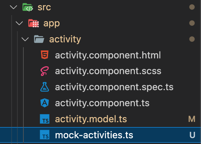 Figure 15: Activity component folder - mock-activities