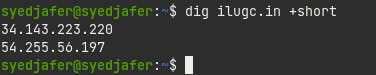 dig ilugc.in +short