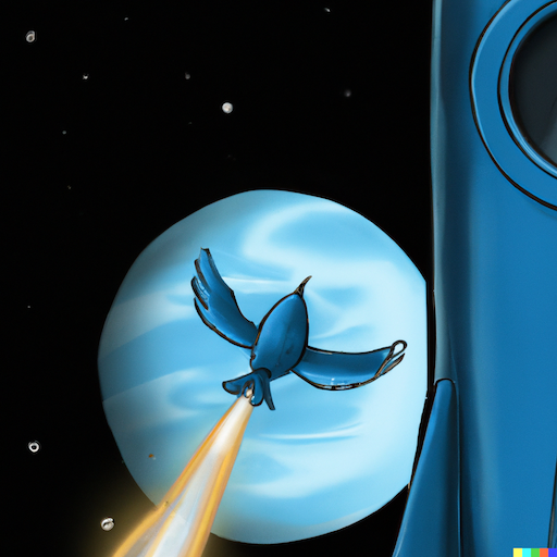 A blue bird flying in space