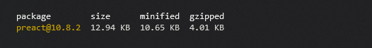 3 Preact's size on package-size npm package