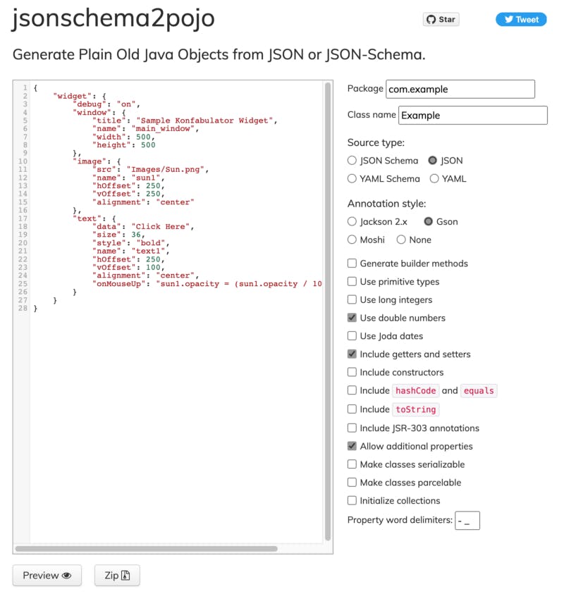 Example of Jsonschema2pojo