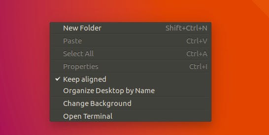 ubuntu context menu