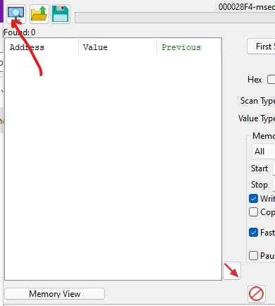 Click on the Magnifying Glass to open Process Selector