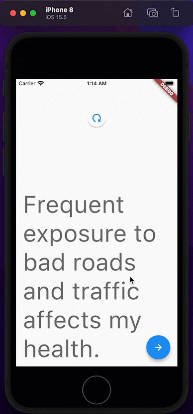 Excuses app: pull to refresh transition