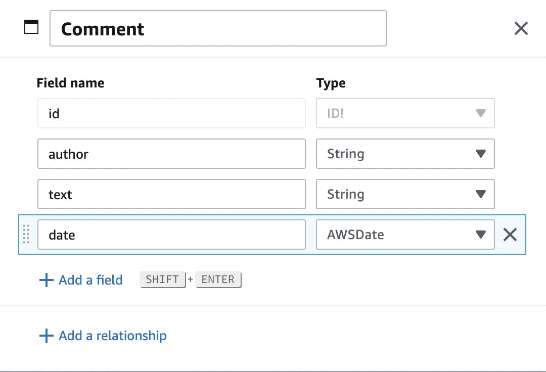 Comment model with data fields
