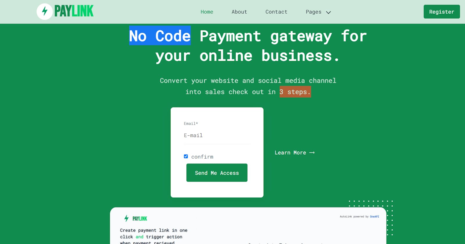 integrate payments in your website(no code).