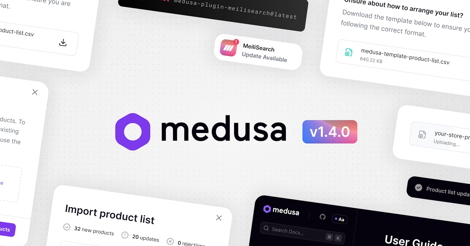 Medusa v1.4.0: Product Import API, Improved API Reference and More!