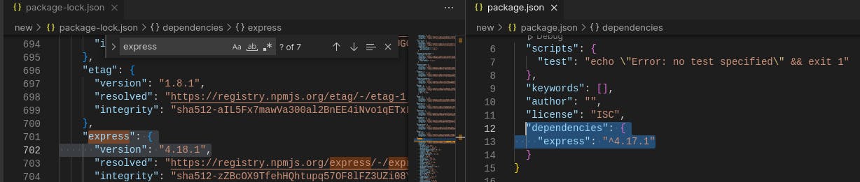 package.json minor version change