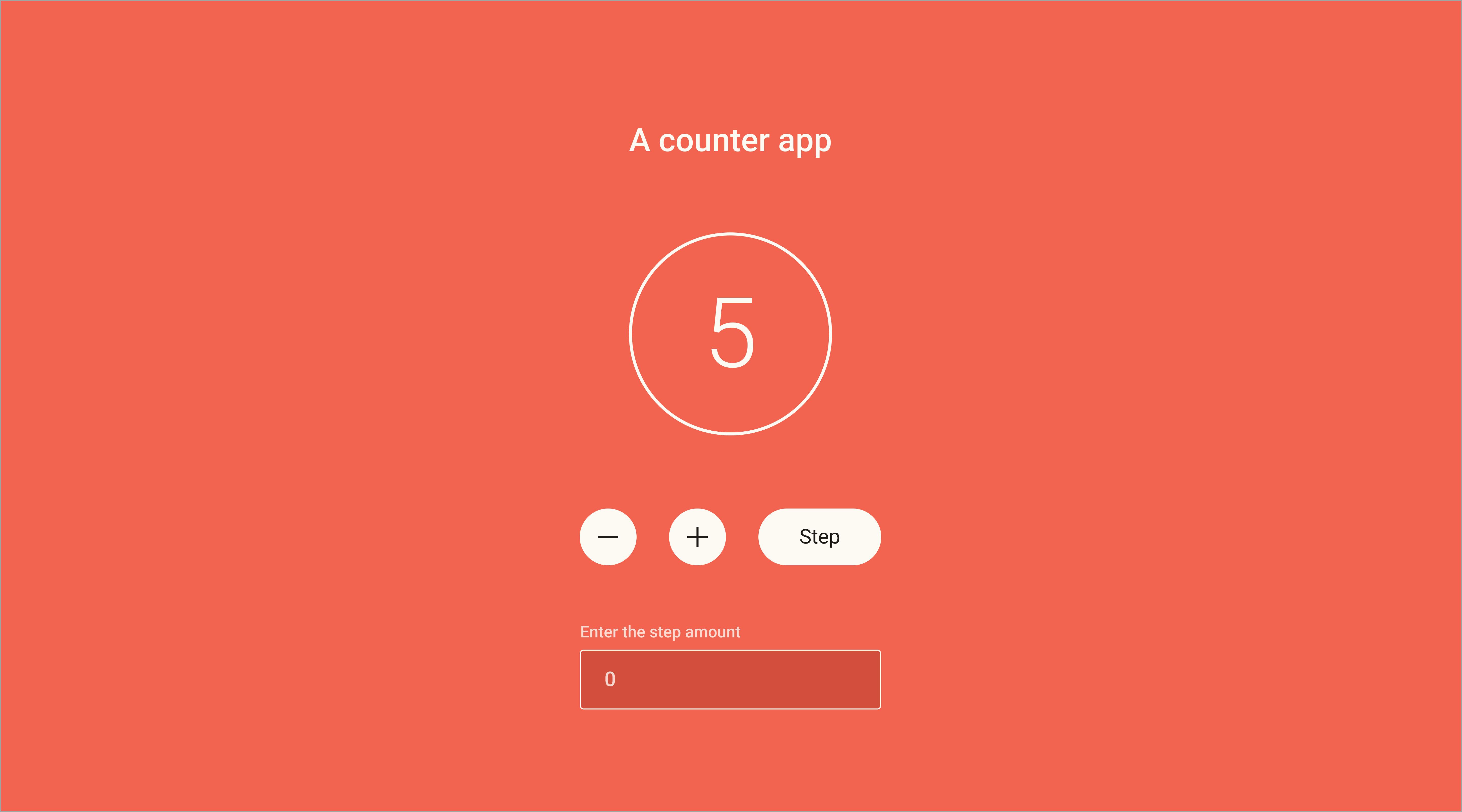 The UI of a counter application