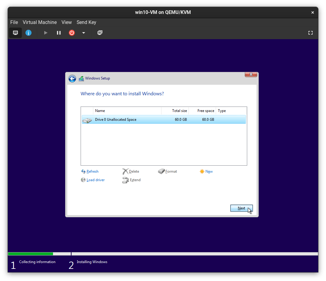 Carry on with initial windows setup
