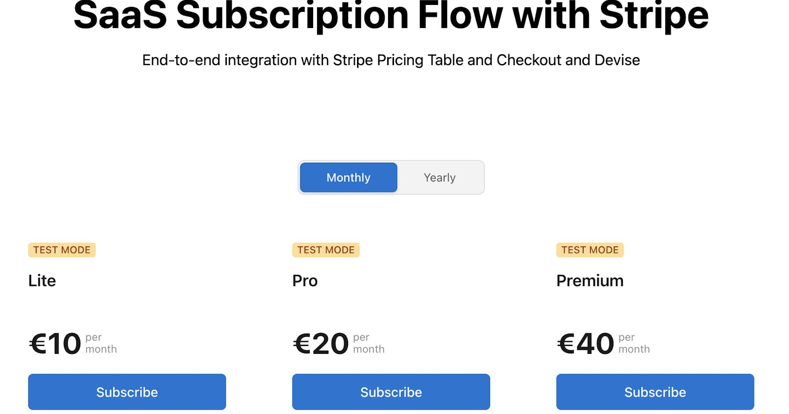 Easy SaaS subscription flow with Stripe Checkout in Rails