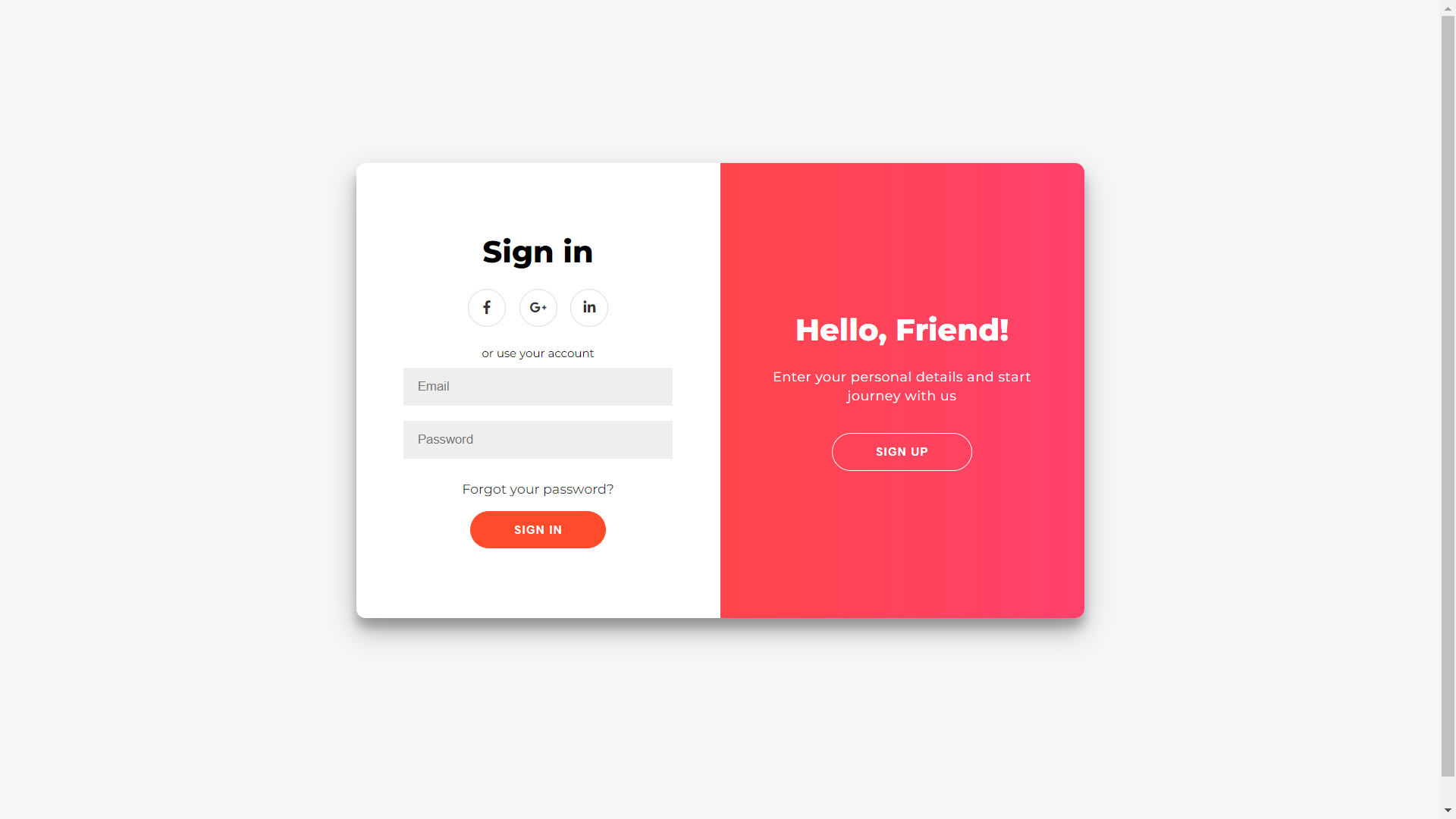 Slider Sign-In/Sign-Up