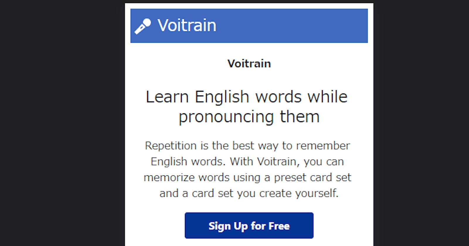 Voitrain - English words pronouncing training service made with AWS Amplify