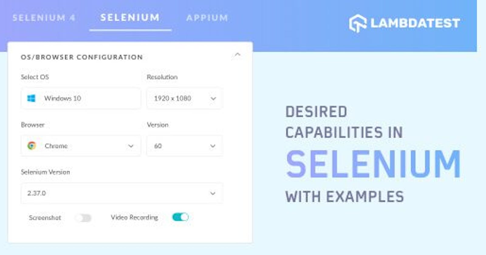 Desired Capabilities in Selenium Webdriver