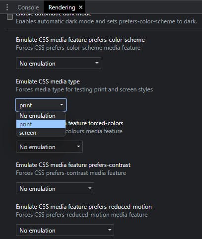 Chrome DevTools print emulation