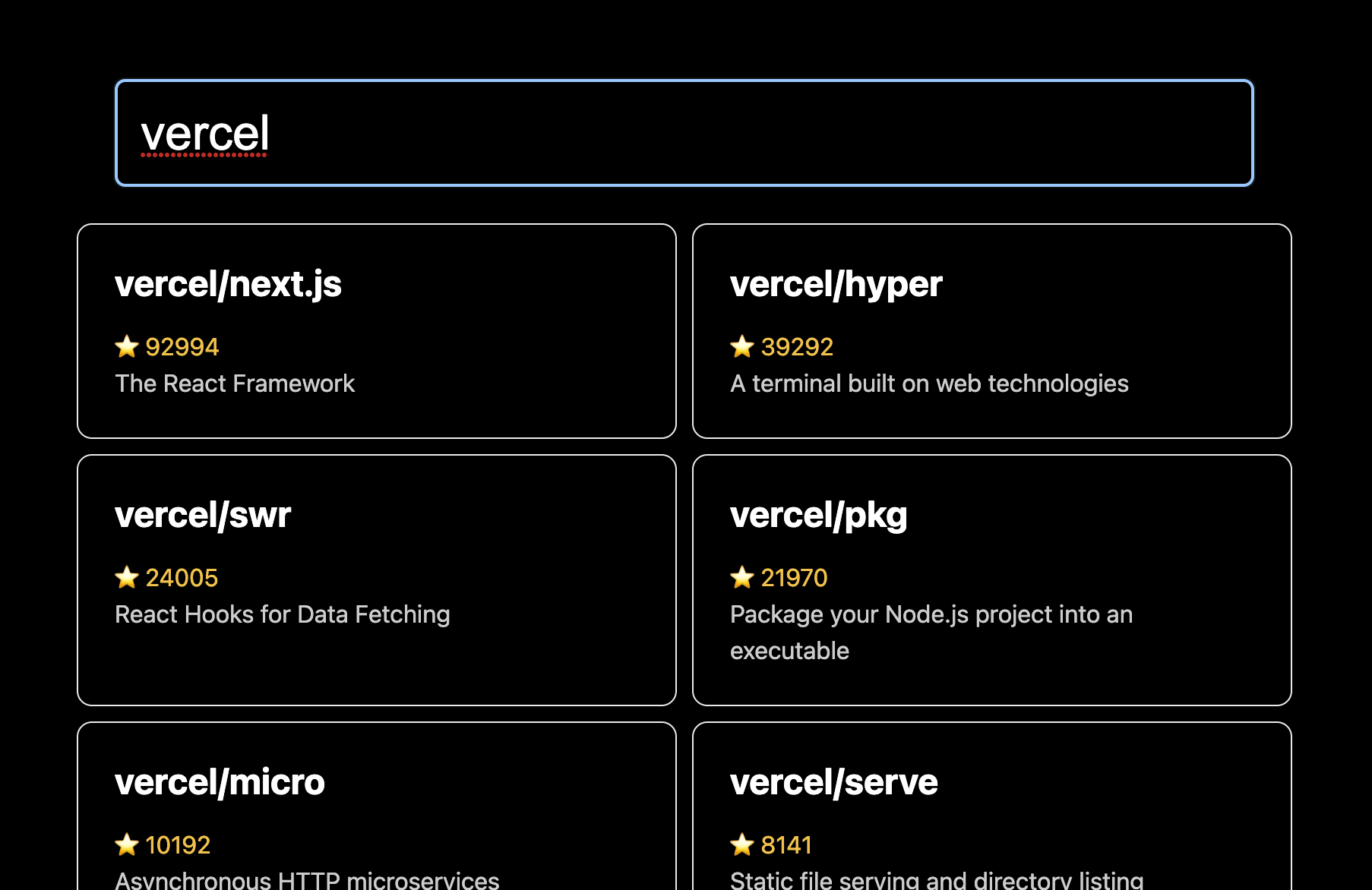 Vercel's top public repositories