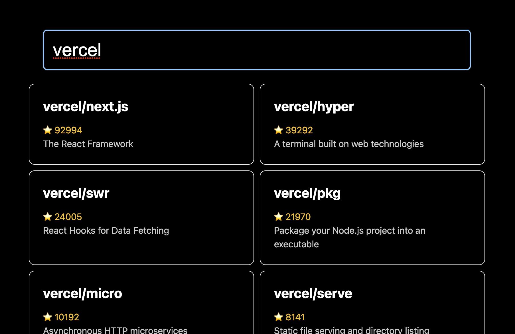 Vercel's top public repositories