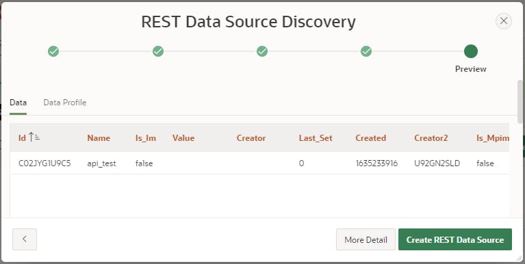 Screenshot for part 5 wizard to create REST Data Source