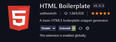 HTML Boilerplate Extension