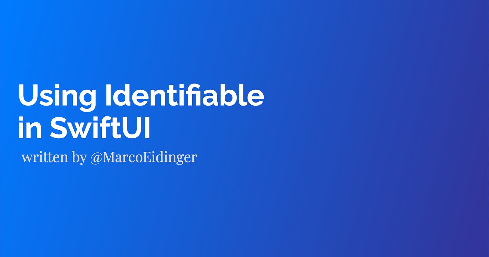 Using Identifiable in SwiftUI