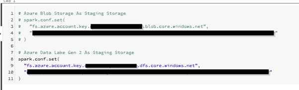 Configure storage key in notebook session