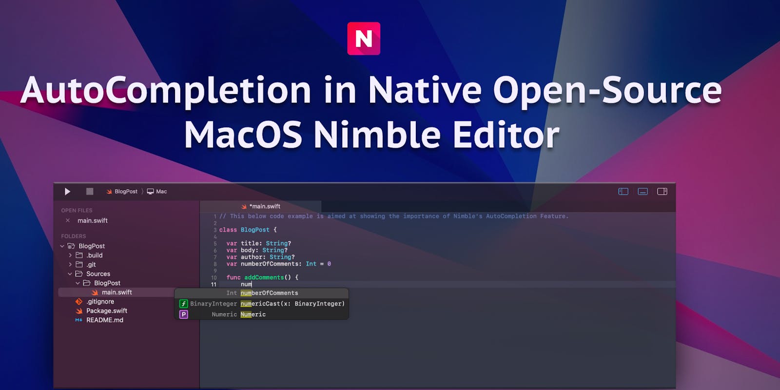 AutoCompletion in Native Open-Source MacOS Nimble Editor