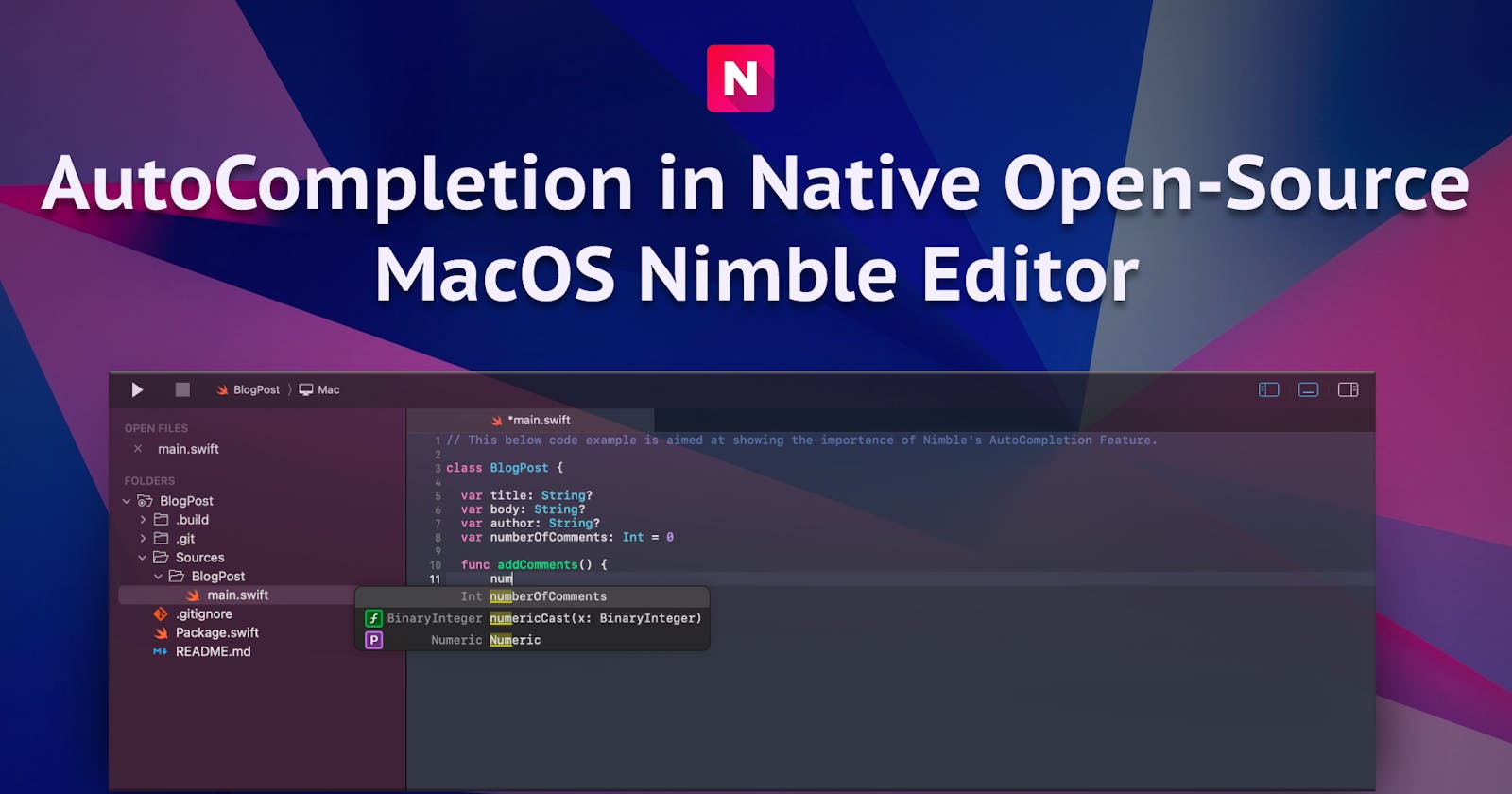 AutoCompletion in Native Open-Source MacOS Nimble Editor