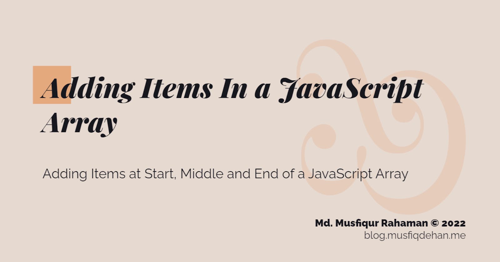 Adding Items in a JavaScript Array
