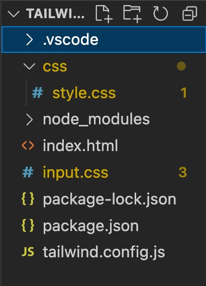 Screenshot of files in my Tailwind Practice folder