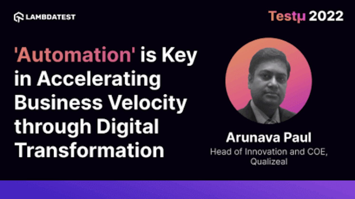 ‘Automation’ is Key in Accelerating Business Velocity through Digital Transformation: Arunava Paul [Testμ 2022]
