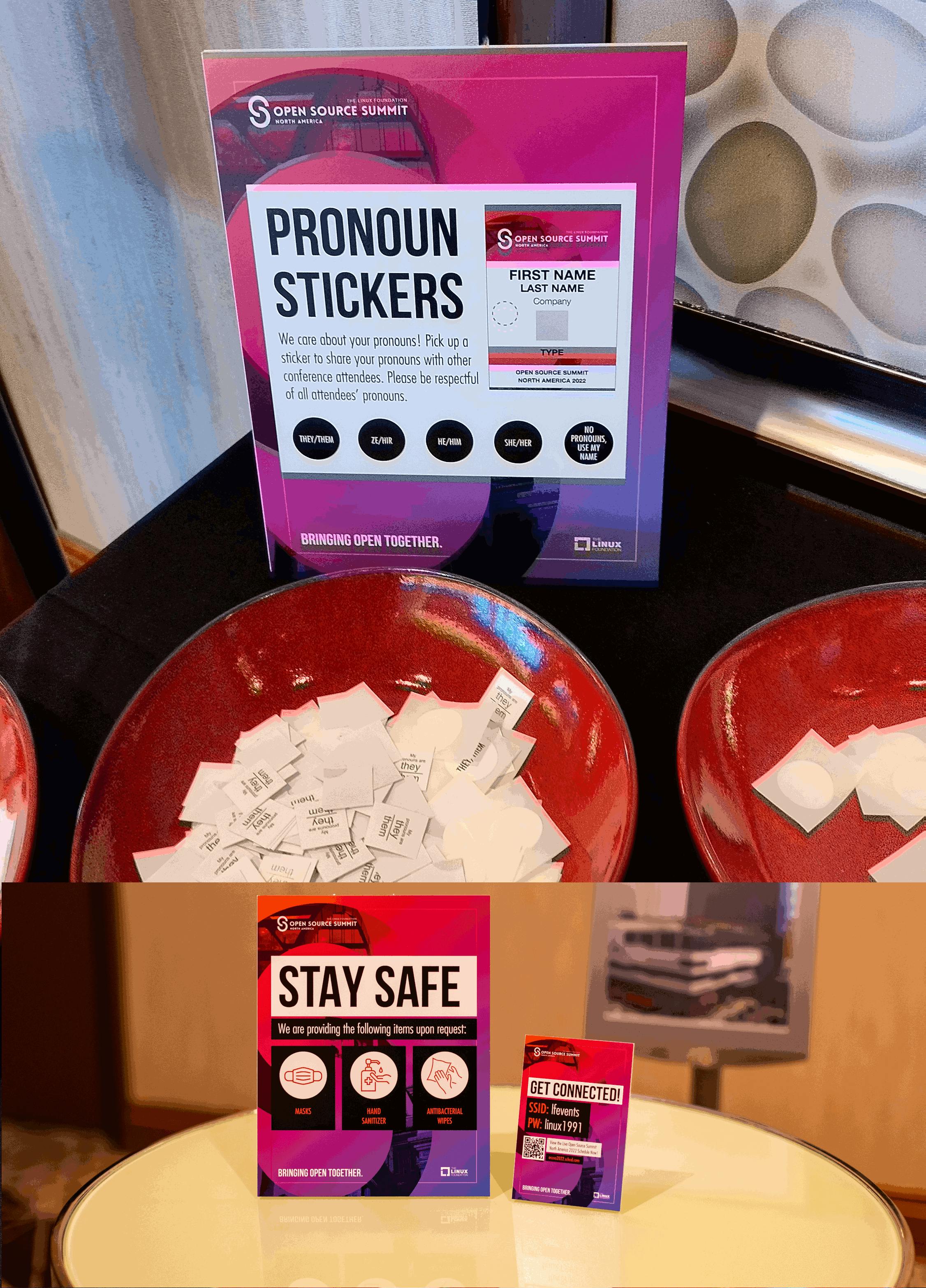 Pronouns and safety stickers