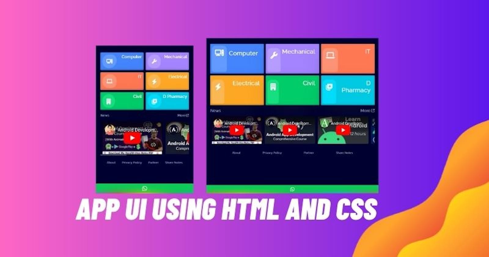 Create Beautifully App UI Using HTML and CSS