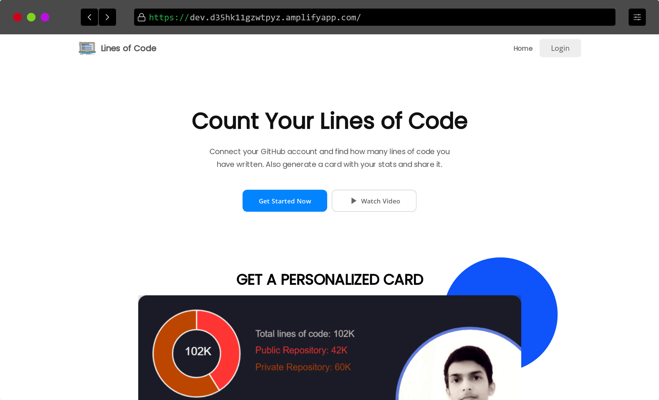 Home page of github lines of code