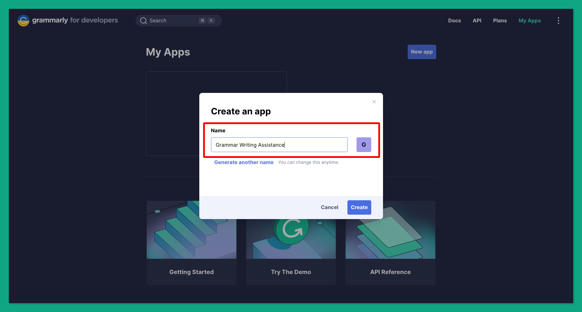 steps to creating a Grammarly SDK app
