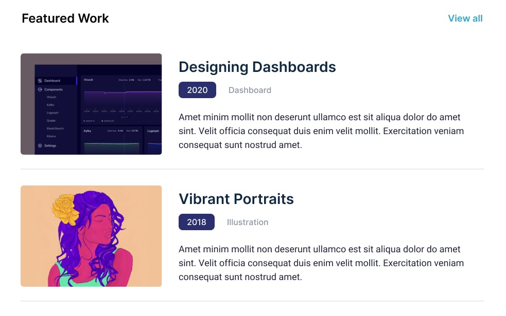Design featured work section