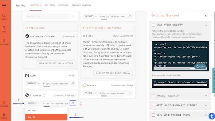 Select Stacknet Goerli network