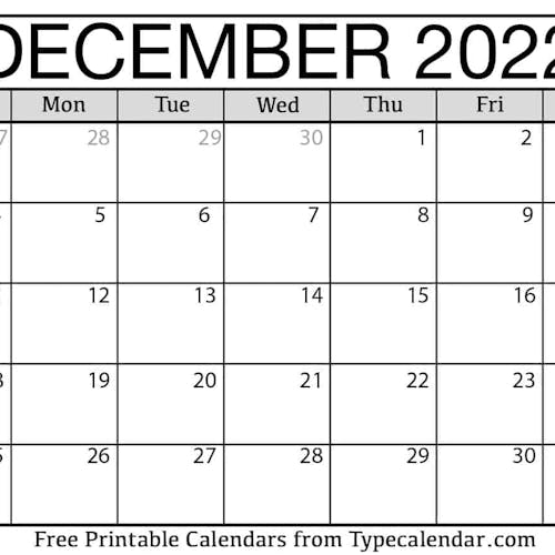 December 2022 Calendar's photo