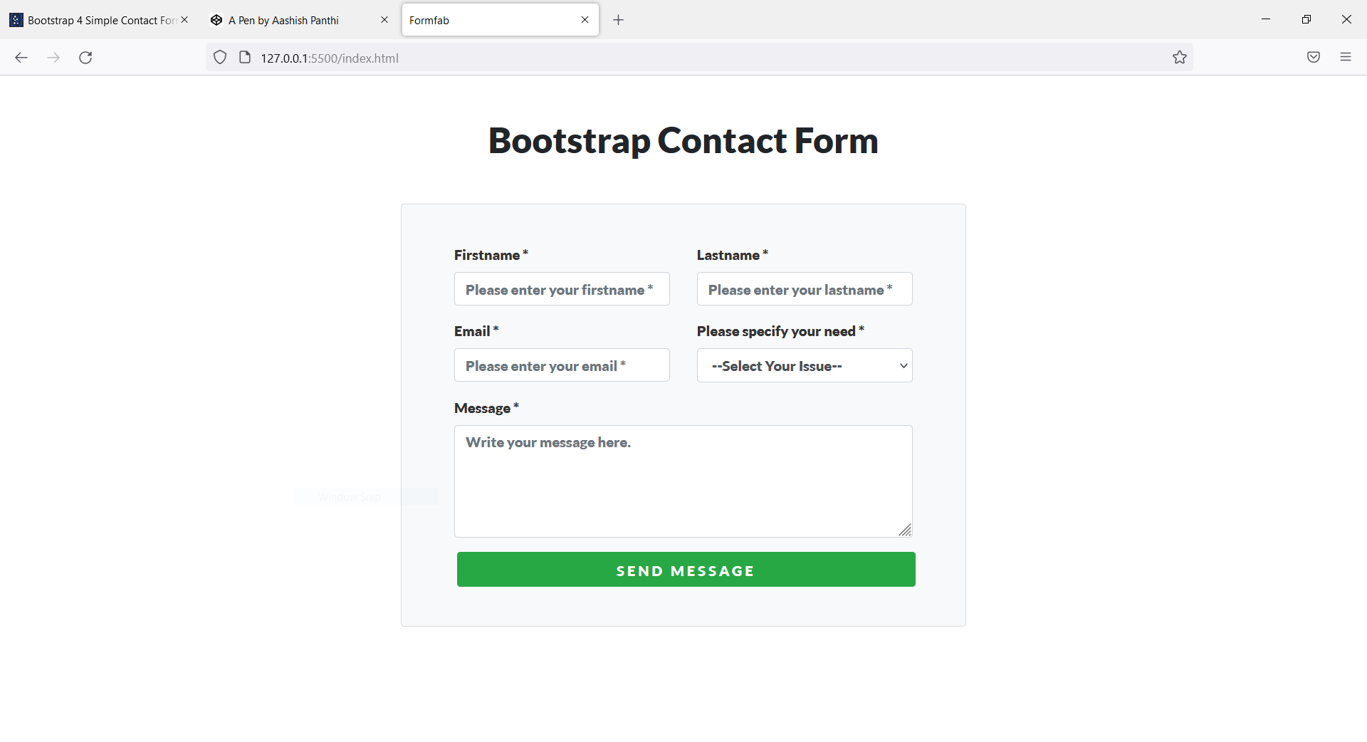 Contact form, Boostrap
