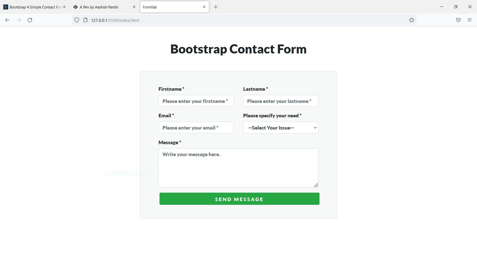 Contact form, Boostrap