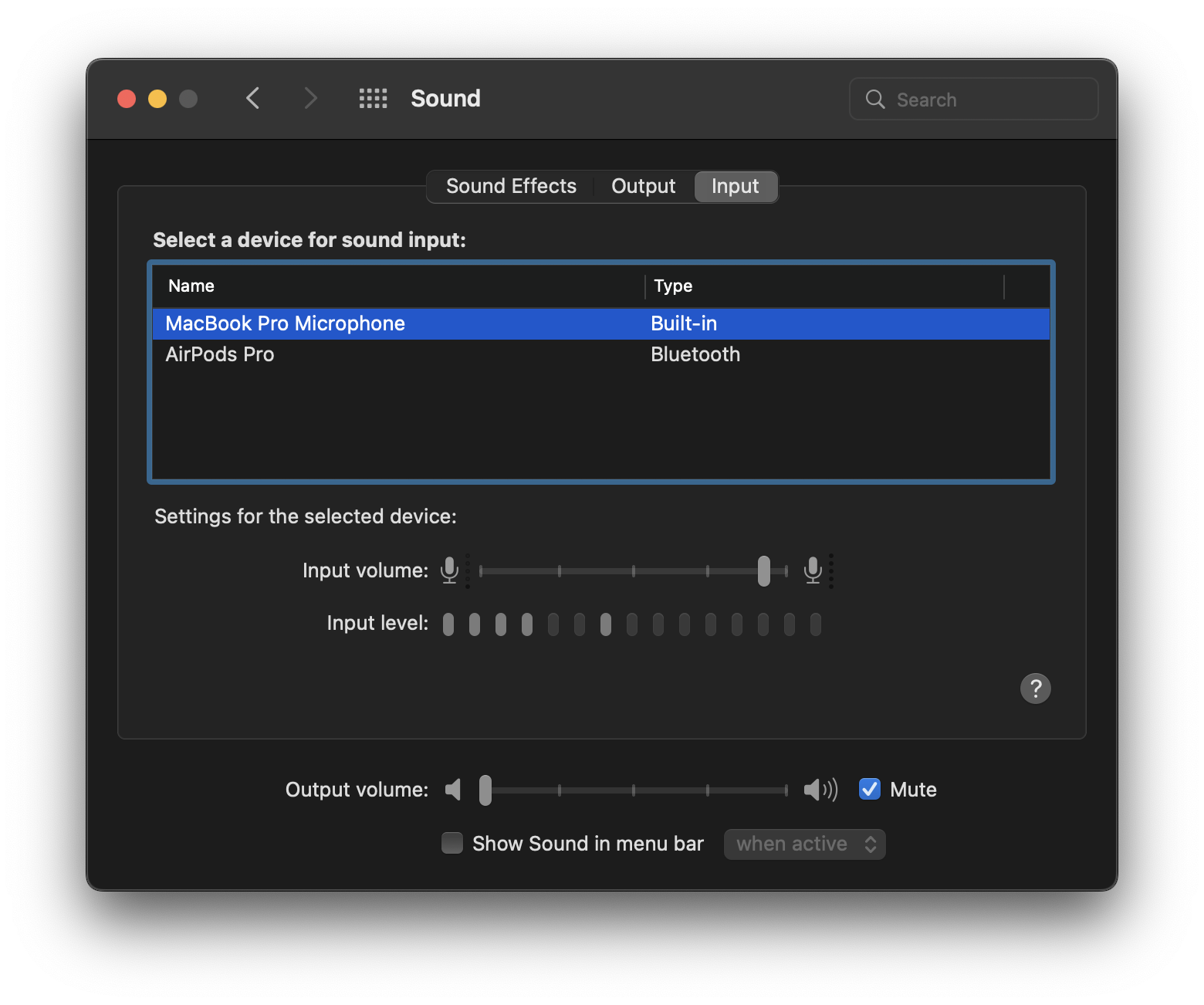Mac sound and input preferences