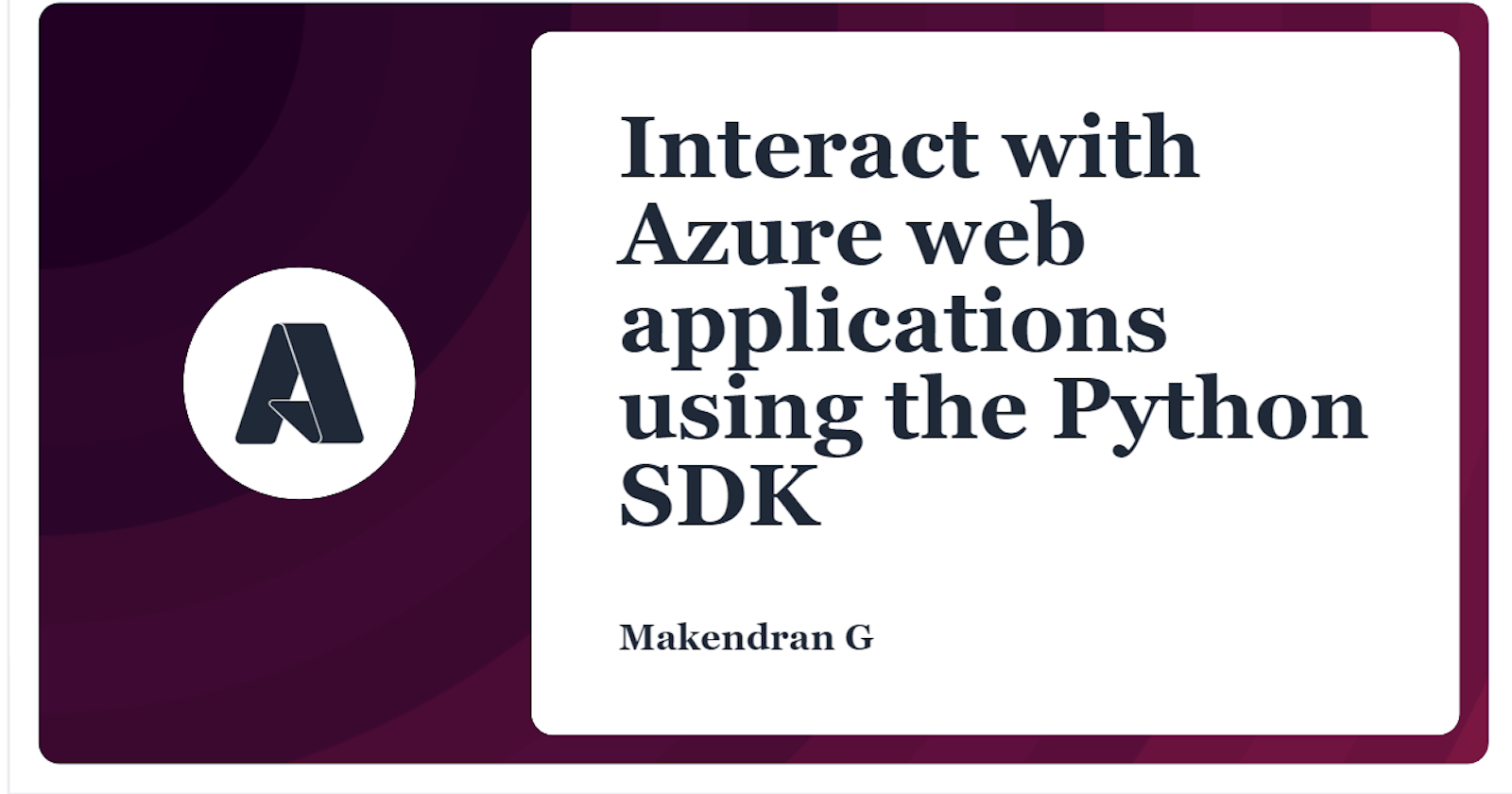 Interact with Azure web applications using the Python SDK