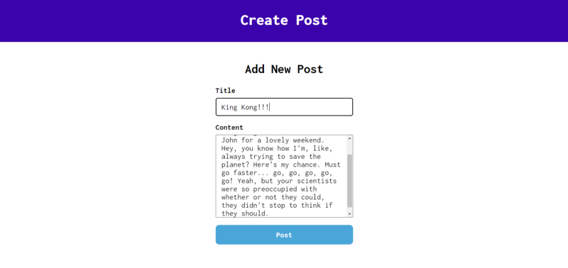 Create Post Interface
