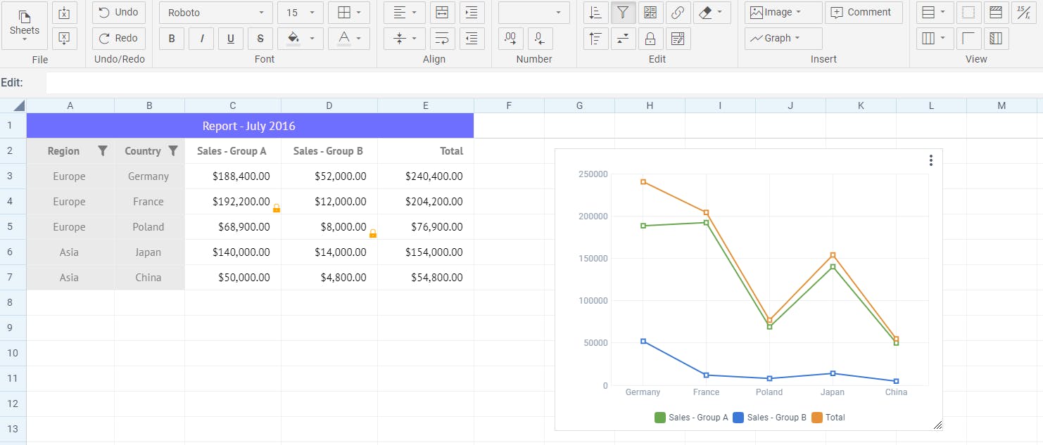 Example of Webix Spreadsheet